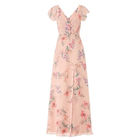 Monique Lhuillier | Floral Maxi Dress w/ Slit size 2 - Picture 4 of 9